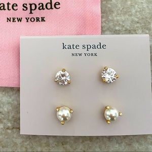Kate Spade Rise and Shine Diamond and Pearl Stud Earrings